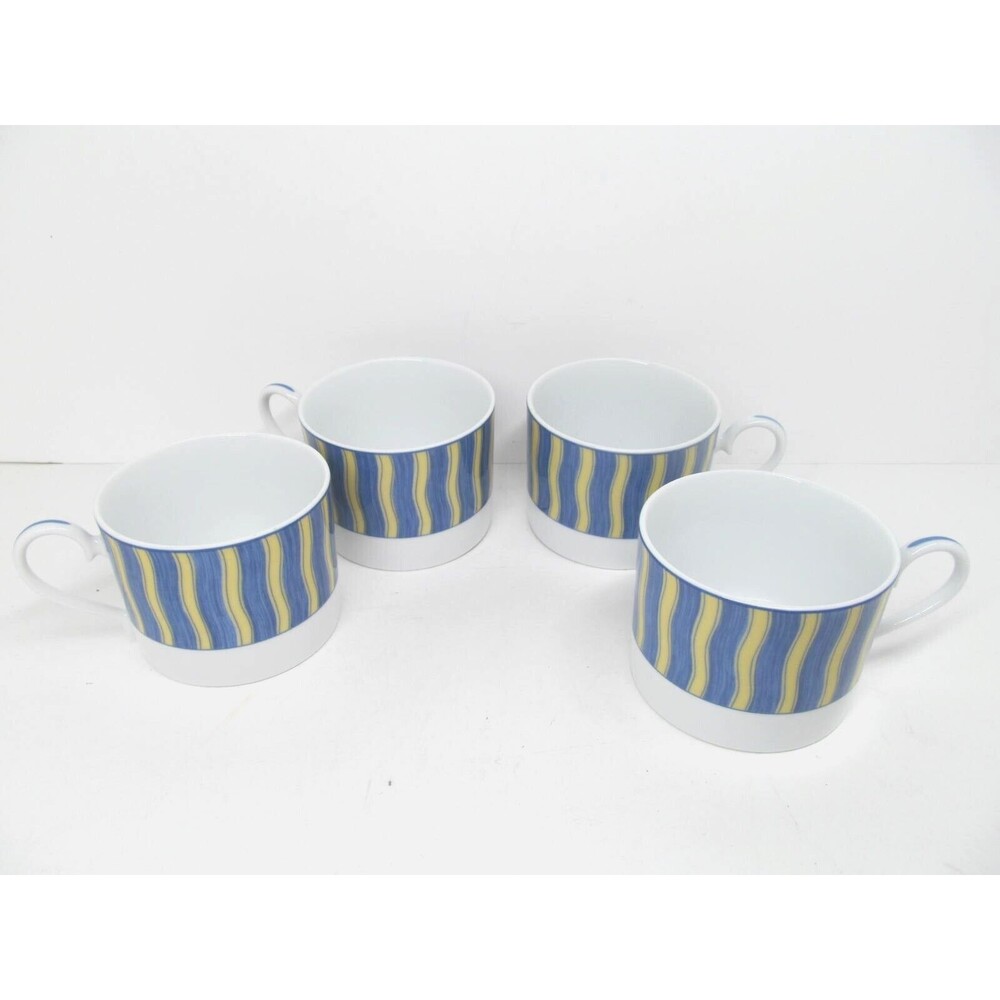 Noritake Impromptu Summer Waves Tea Cups No Saucers Set of 4 EC